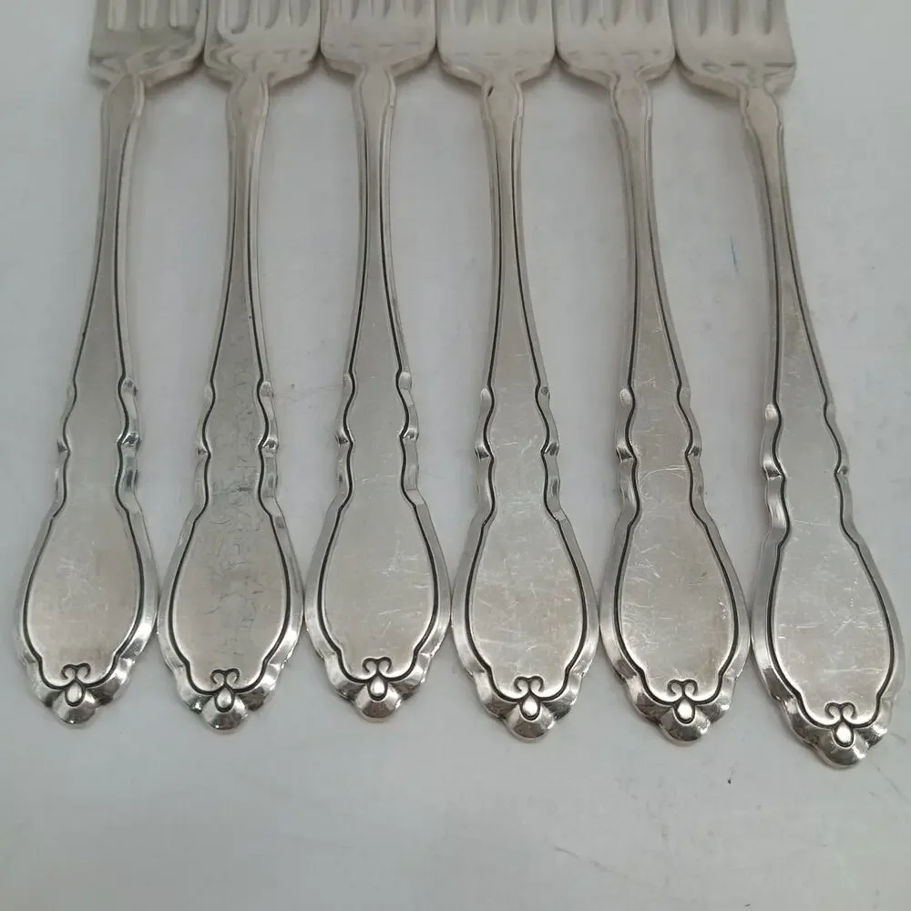 6X DF Rogers Oneida ALOUETTE Silverplate Dinner Forks 1978